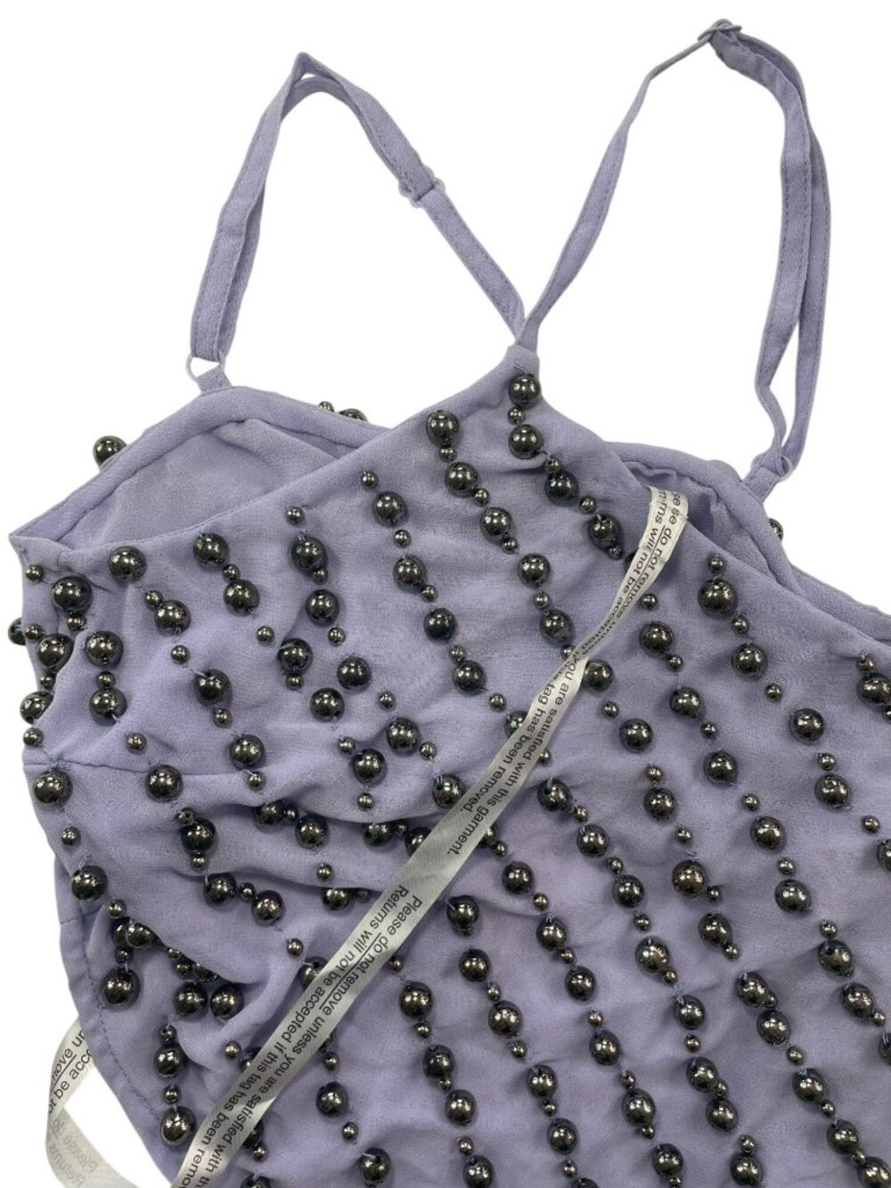 Nasty Girl Studded Asymmetric One-Shoulder Lilac Top Wmn's Sz 8 MSRP$160 NWT - Picture 3 of 10